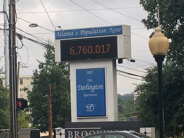 The population sign in front of The Darlington Apartments on Sept. 5, 2018. 