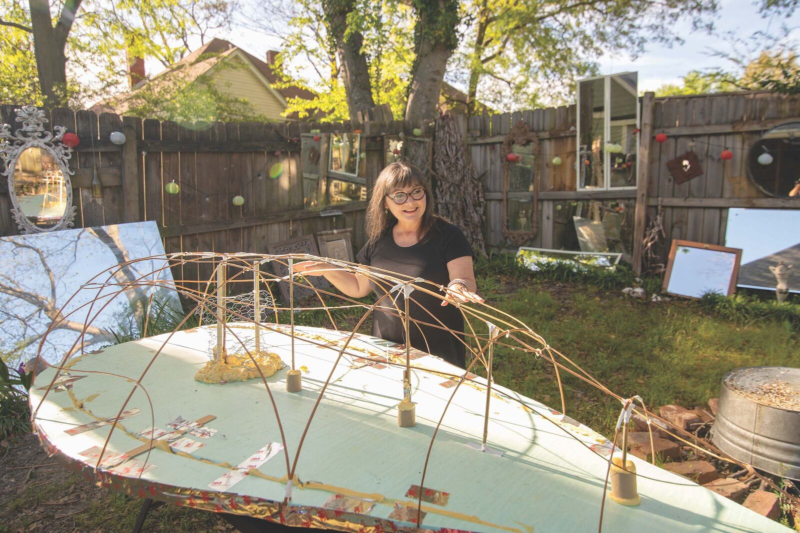 Rytter in her backyard, which also doubles as workshop space. (Courtesy of Isadora Pennington)