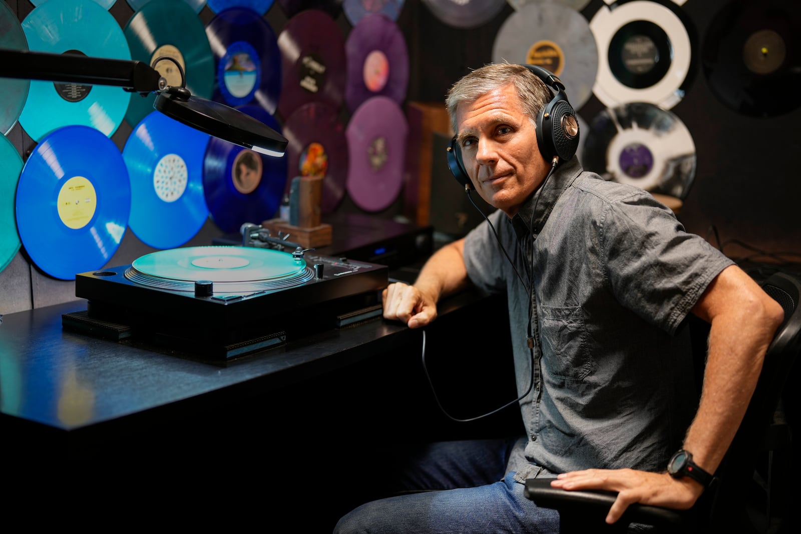 Mark Michaels, CEO & Chairman of United Record Pressing, poses for a portrait July 11, 2024, in Nashville, Tenn. (AP Photo/George Walker IV)