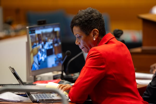 Chief Deputy District Attorney Adriane Love appears during the YSL trial at Fulton County Courthouse in Atlanta on Monday, November 25, 2024. The racketeering trial, the longest in Georgia's history is coming to an end, after almost a year since opening statements took place.  (Arvin Temkar / AJC)