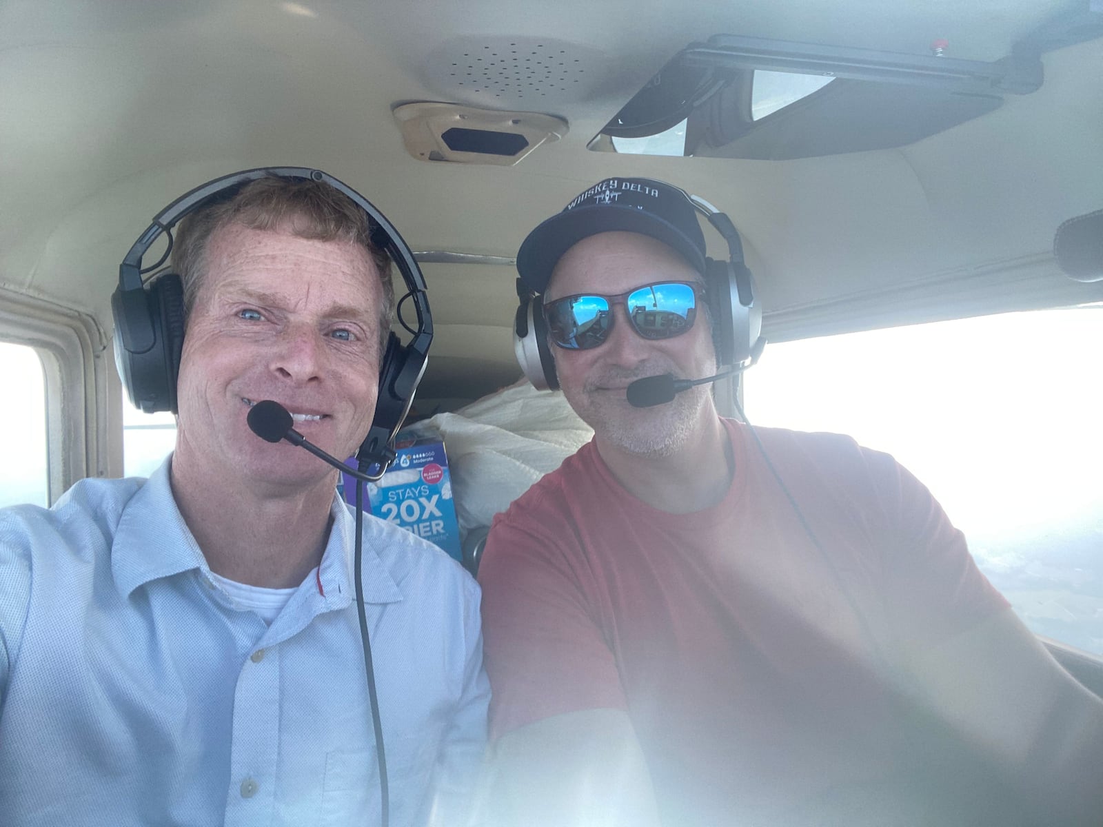 Pilots Tod Peavy (left) and Wes Dale take off from the airport in Gainesville to deliver supplies to the Johnson County Airport in Tennessee on Sunday, Oct. 6, 2024. Contributed