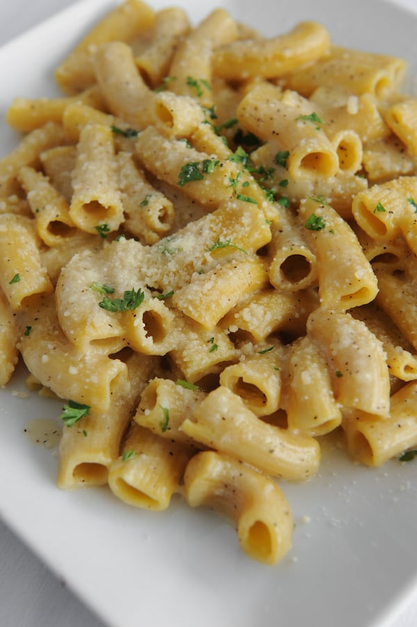 Homemade Rigatoni- caccio e peppe - buttery sauce with fresh ground black pepper. (BECKY STEIN PHOTOGRAPHY)