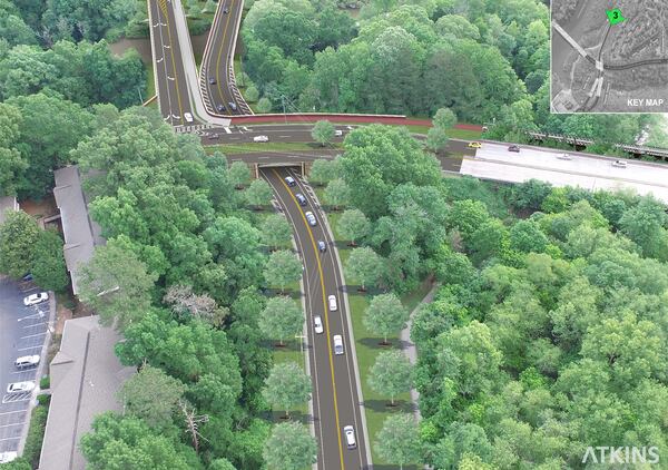 A rendering for two bridges at Atlanta Street, Riverside Road and Azalea Drive when construction is completed on the Roswell Historic Gateway. Construction is scheduled to start in 2023. Rendering courtesy of the city of Roswell. 