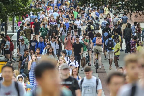 Georgia Tech (shown Aug. 19, 2019, on the first day of class) reviewed its academic goals as part of its plan for learning. 