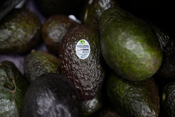 Avocados for sale are displayed at a grocery store in San Francisco, Wednesday, March 5, 2025. (AP Photo/Jeff Chiu)