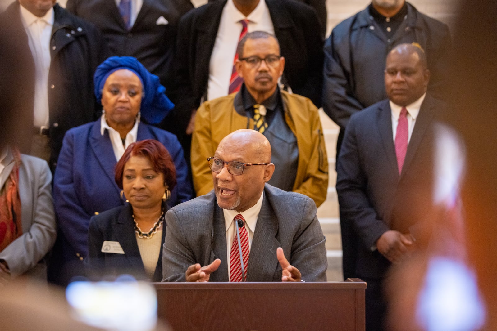 Bishop Reginald Jackson of the African Methodist Episcopal Church was a guest on the “Politically Georgia” radio show this week. (Arvin Temkar / arvin.temkar@ajc.com)