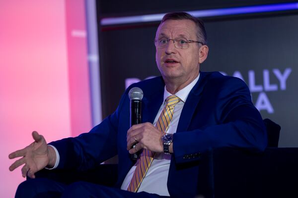 Doug Collins, secretary of Veterans Affairs, speaks during a live-to-tape recording of the "Politically Georgia" podcast at the Martin Luther King Jr. Memorial Library in Washington on Thursday.