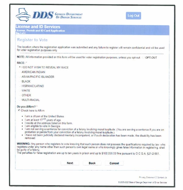 Until 2021, Georgia's automatic voter registration program signed people up to vote unless they checked a box to opt out of the program. The Department of Driver Services changed its website in January of last year, and a sharp decline in registrations followed.
