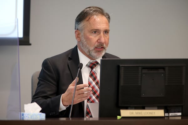 Fulton County Schools Superintendent Mike Looney, shown at a meeting in May 2022 in Sandy Springs, is among the metro Atlanta school leaders grappling with the problem of vaping among students. (Jason Getz / Jason.Getz@ajc.com)