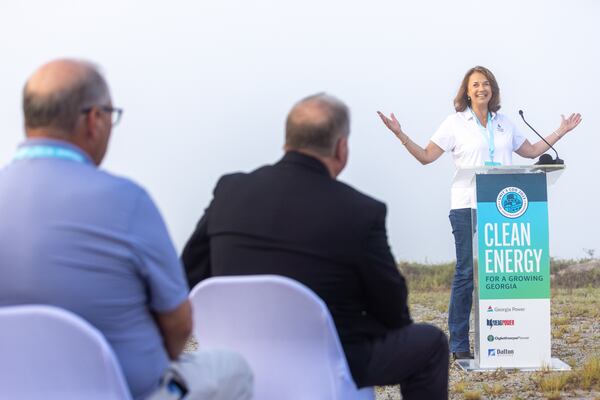 Georgia Power CEO Kim Greene speaks at a ceremony at Plant Vogtle, in Burke County near Waynesboro, on Monday, July 31, 2023. The ceremony marked Unit 3 officially entering commercial service Monday. Unit 3 makes history as the first nuclear reactor built from scratch in the U.S. in more than three decades.(Arvin Temkar / arvin.temkar@ajc.com)