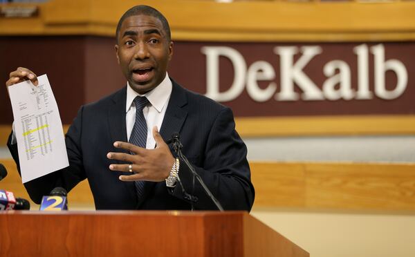 Interim DeKalb CEO Lee May speaks at a news conference Wednesday, where he denied discussing a loan from a subordinate with his corruption investigators. BEN GRAY / BGRAY@AJC.COM