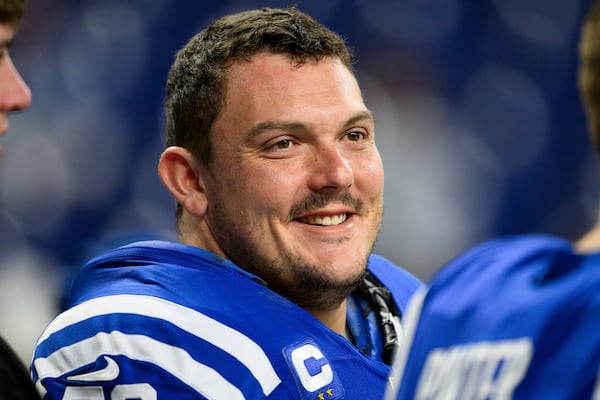 FILE - Indianapolis Colts center Ryan Kelly (78) on the field before an NFL football game against the Jacksonville Jaguars, Jan. 5, 2025, in Indianapolis. (AP Photo/Zach Bolinger, File)