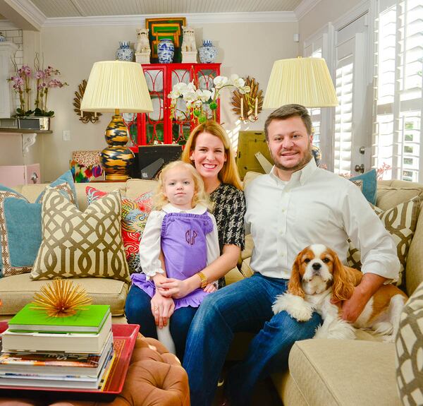 Katie and Todd Luepke share their Atlanta home with daughter Caroline and dog Charlie. Katie is a pharmacist, and Todd is a consultant in the financial services industry. Their home, which they moved in to in 2013, is one of five on the Young Collectors' Home Tour that kicks off the 2017 Cathedral Antiques Show.