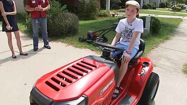 Mark David was robbed as he sold lemonade in his neighborhood. He was trying to earn money to buy a riding lawnmower. Lowes gave David  a new mower after his harrowing experience.