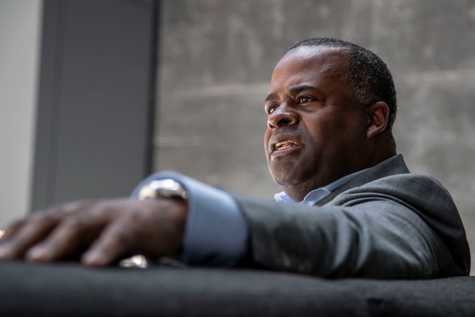 Former Atlanta Mayor Kasim Reed, who is running to reclaim the office, says it's important for the city's mayor to remember that there are a "number of things the state can do to harm the city," which is why it's important to stay on good terms with state leaders. "If you don’t spend time in the state’s crosshairs," he said, "you don’t end up with a referendum for the city of Buckhead in 2022.” (Alyssa Pointer / Alyssa.Pointer@ajc.com)