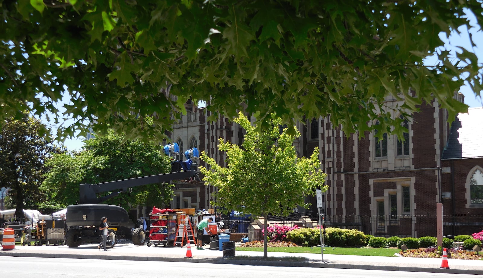 "Captain America: Civil War" filming at Peachtree Christian Church. Photo: Jennifer Brett