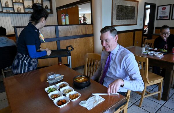 David Hunter enjoys his spicy Galbi-tang at Han Il Kwan, a Korean BBQ restaurant, on Buford Highway in Doraville on Wednesday, Dec. 4, 2024. (Hyosub Shin/AJC)