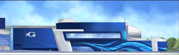 South elevation rendering of Georgia Aquarium expansion