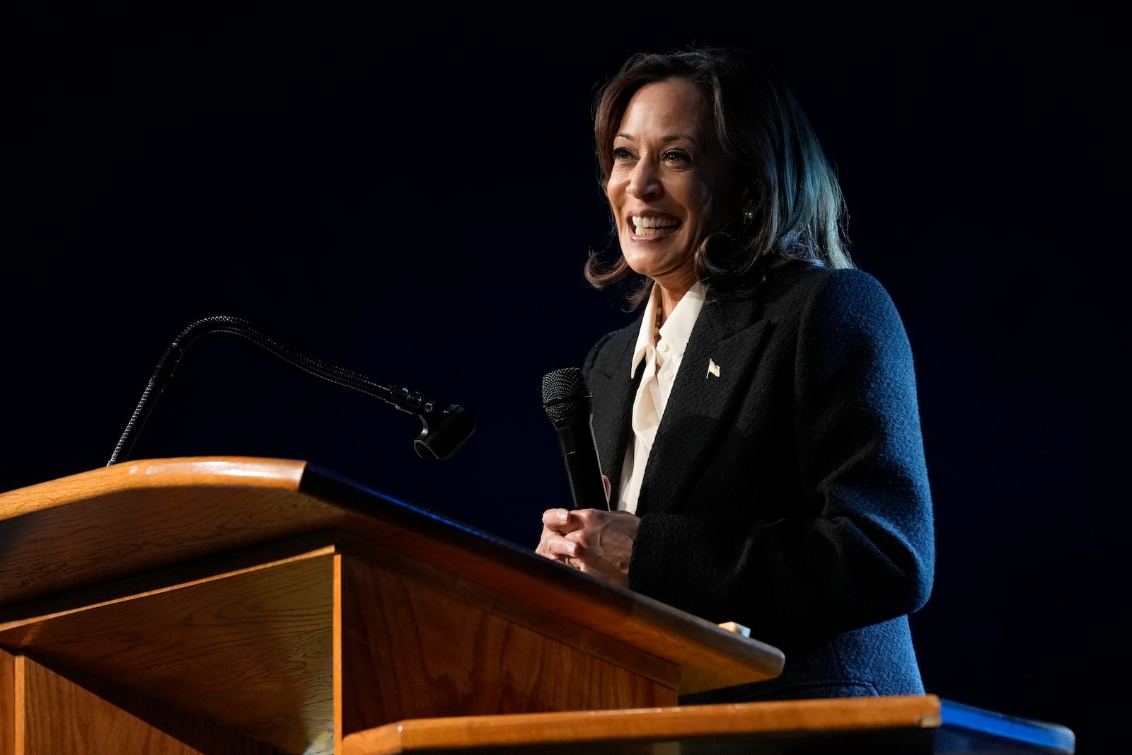 Democratic presidential nominee Vice President Kamala Harris speaks during a church service at Koinonia Christian Center in Greenville, N.C., Sunday, Oct. 13, 2024. (AP Photo/Susan Walsh)