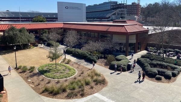 There was less activity than normal outside the University of Georgia's Tate Student Center on Feb. 26, 2024. (Joshua Reyes / joshua.reyes@ajc.com)