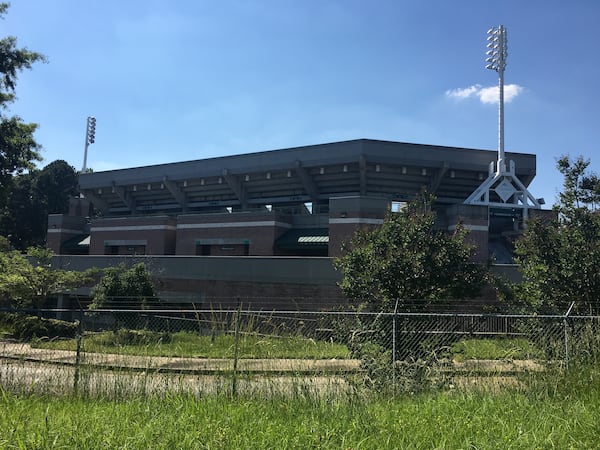 The Stone Mountain Tennis Center, located on Bermuda Road just inside the Gwinnett County line, has been largely abandoned since hosting events during Atlanta's 1996 Olympics. These photos were taken May 15, 2017.