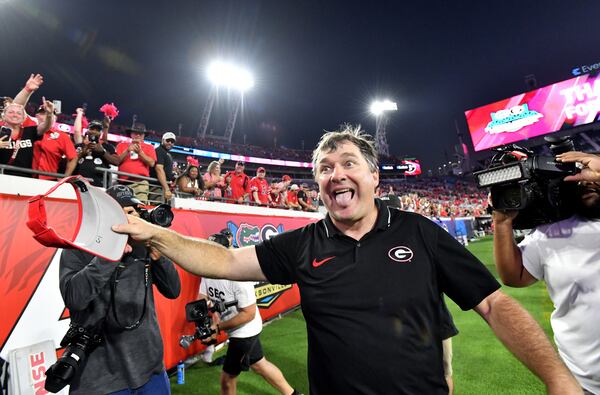 Georgia football coach Kirby Smart after beating Florida last season in Jacksonville.