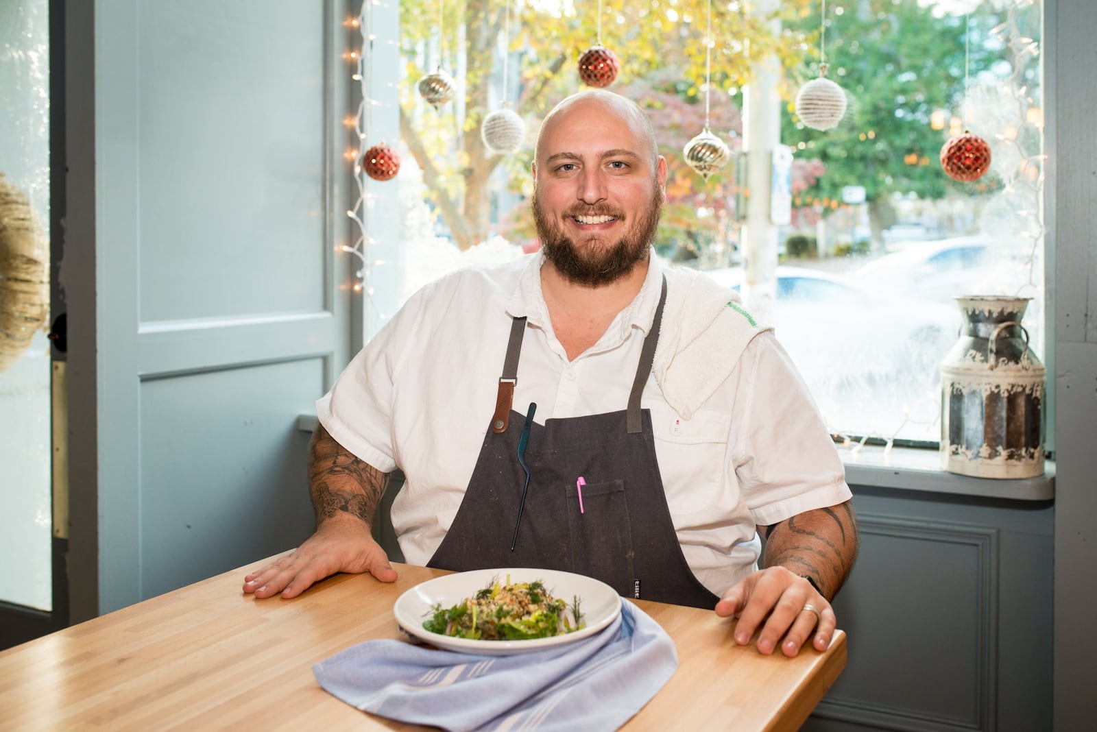 Chef Pat Pascarella with Feast of the Seven Fishes Italian Baccala Salad MIA YAKEL