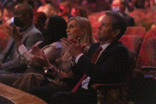 Governor Brian Kemp (R-GA) is seen at the Georgia Chamber’s “Eggs & Issues” breakfast at the Fox Theatre in downtown Atlanta, Georgia on January 12th, 2022. (Nathan Posner for The Atlanta Journal-Constitution)
