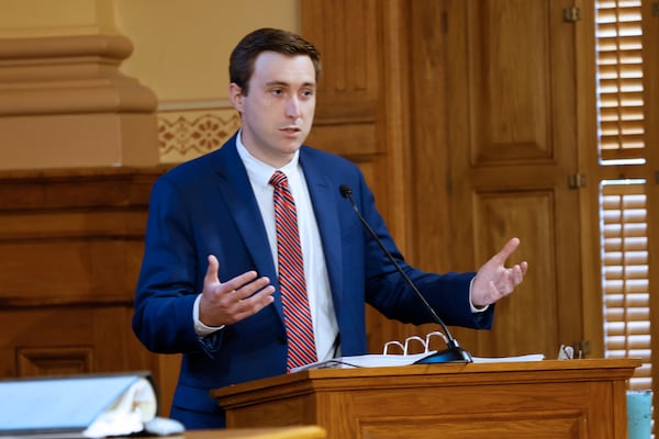 State Elections Director Blake Evans speaks during a State Election Board meeting in 2022. Miguel Martinez/AJC 2022