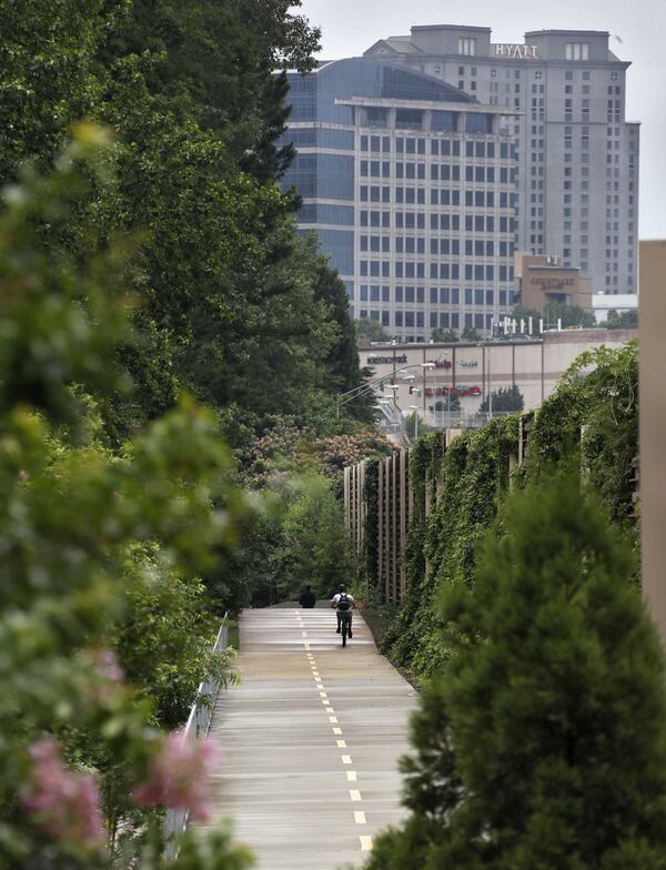 This section of PATH400 is on the north side of Buckhead. PATH400 runs along Ga. 400 and, once complete, will provide a 5.2-mile greenway through Buckhead. A new section is almost finished. When it opens this fall, it will provide the missing link between this segment and another just south of the commercial center. BOB ANDRES / BANDRES@AJC.COM