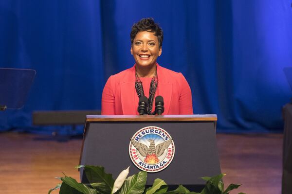 01/02/2018 — Atlanta, GA, - Atlanta mayor Keisha Lance-Bottoms gives her acceptance speech during the 60th Atlanta mayoral inauguration at Martin Luther King, Jr. International Chapel at Morehouse College in Atlanta, Tuesday, January 2, 2018. In addition to Keisha Lance-Bottoms being sworn into the city of Atlanta, Felecia Moore was sworn in as Atlanta city council president, the Atlanta municipal court judges took oath and so did the Atlanta city council. ALYSSA POINTER/ALYSSA.POINTER@AJC.COM