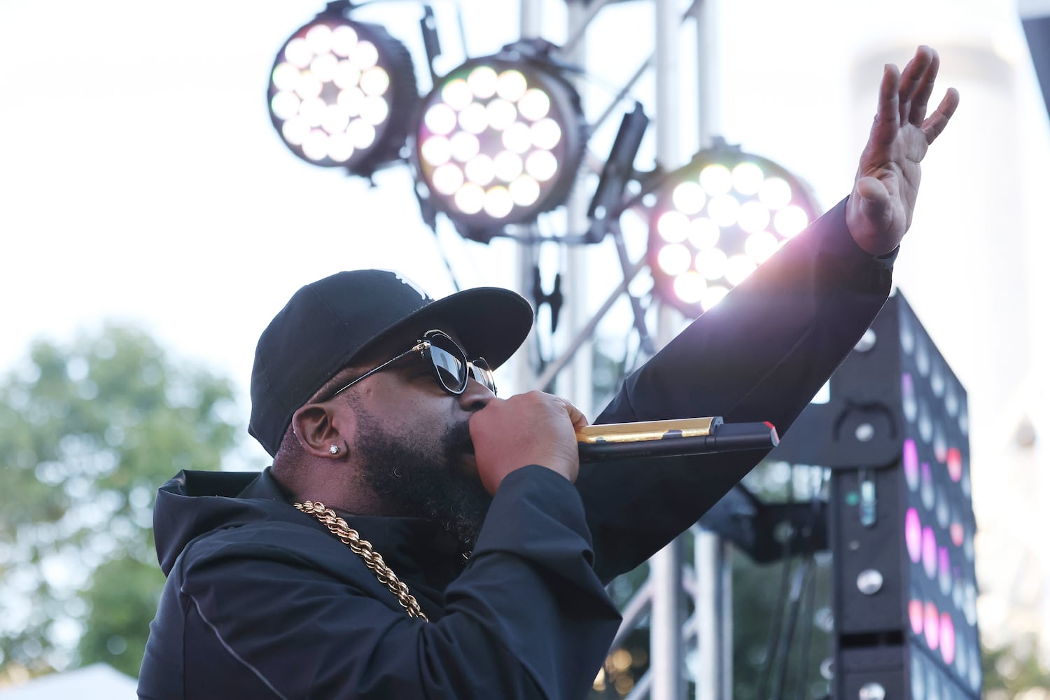 Record producer Big Boi invites the crowds to sing along during his set at the ONE Musicfest on Sunday, October 10, 2021. Miguel Martinez for The Atlanta Journal-Constitution