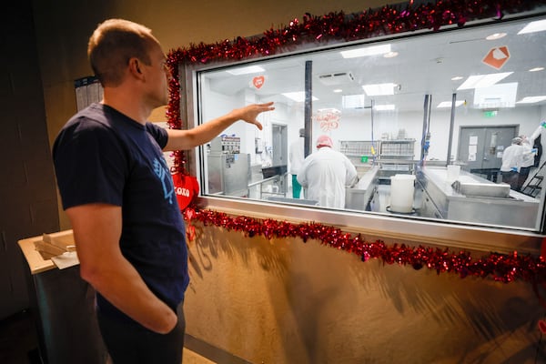 Steve Carse, founder of King of Pops, showcases a production room where hundreds of pops are created at the company’s headquarters in Atlanta on Thursday, March 5, 2025. The company is marking its 15th anniversary.
(Miguel Martinez/ AJC)