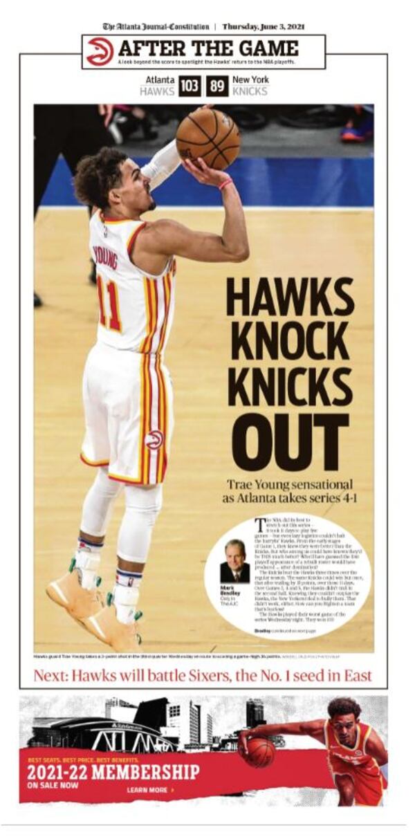 Atlanta Hawks edition in the Thursday June 3 ePaper. (AJC)