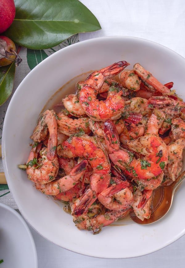 Fresh ginger and lime zest along with honey, Creole seasoning and freshly chopped cilantro make this elegant appetizer modern and bold. Various-sized shrimp are mixed together, creating an intriguing and filling dish for guests. (Chadwick Boyd for The Atlanta Journal-Constitution)