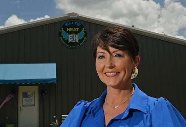 Tabitha Hatfield, owner of Elite Heat, a facility that offers cheerleading, gymnastics and after-school care for children in Sandersville, describes Washington County as "probably very well divided between the Democratic and Republican parties." That was true in 2020, when Joe Biden got 50.1% of the county’s vote, and Donald Trump secured 49.3%. (Hyosub Shin / AJC)