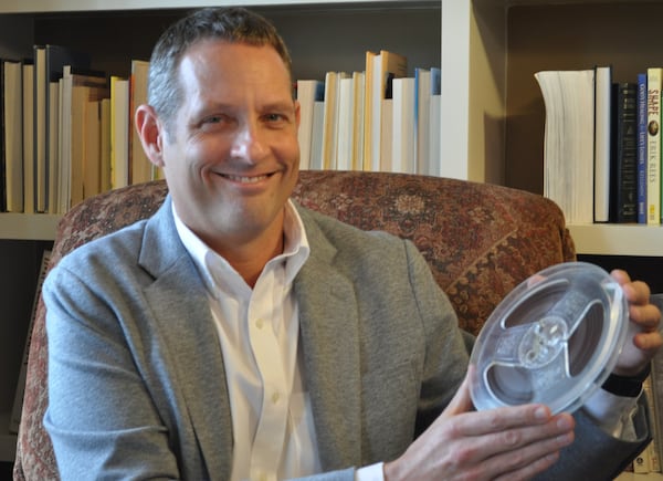 N.C. State scholar Jason Miller with the tape of King’s 1962 speech at Booker T. Washington High School in Rocky Mount. (Courtesy Cherie Hampton)