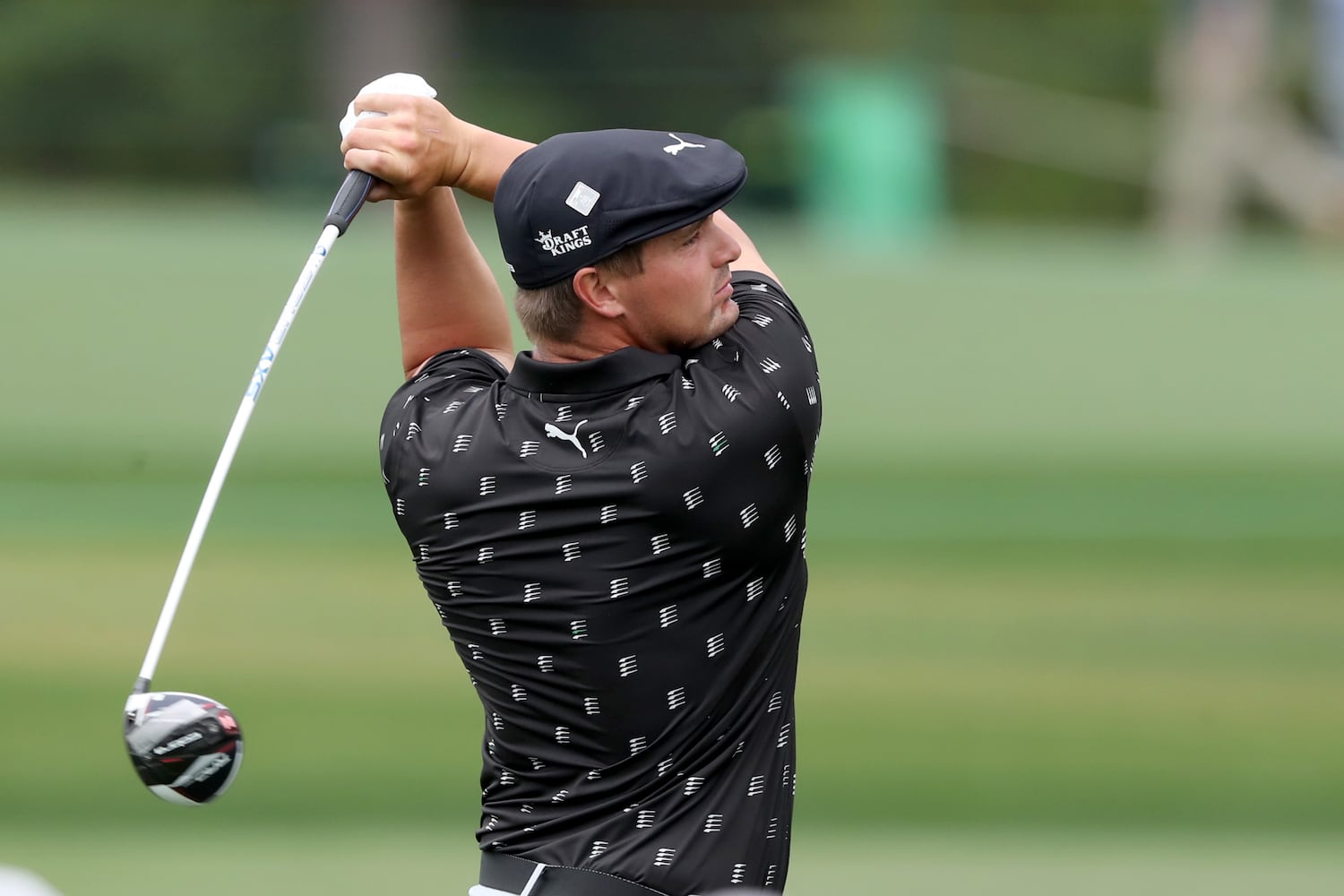 April 10, 2021, Augusta: Bryson DeChambeau hits his tee shot off of the third hole during the third round of the Masters at Augusta National Golf Club on Saturday, April 10, 2021, in Augusta. Curtis Compton/ccompton@ajc.com