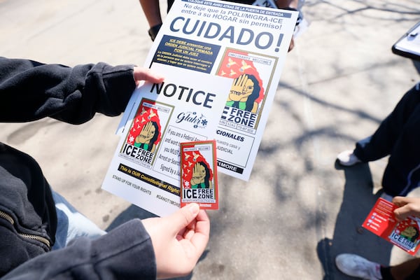 Georgia Latino Alliance for Human Rights members put together Know Your Rights documents Saturday, March 1, 2025, before distributing them in a Latino neighborhood to share information about how to interact with ICE agents in case they come to their doors.
(Miguel Martinez/ AJC)