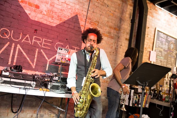 Square Cat Vinyl, in the Fountain Square neighborhood, is a record store that also hosts musical performances. Photos: Visit Indy