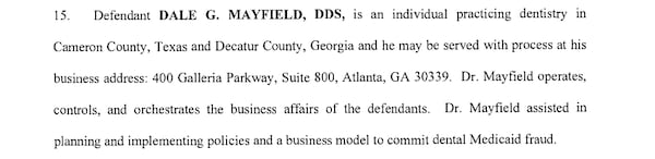 Dale Mayfield is named in a federal lawsuit from 2013 that accused his company, Kool Smiles, of Medicaid fraud. The lawsuit remained under seal until January.