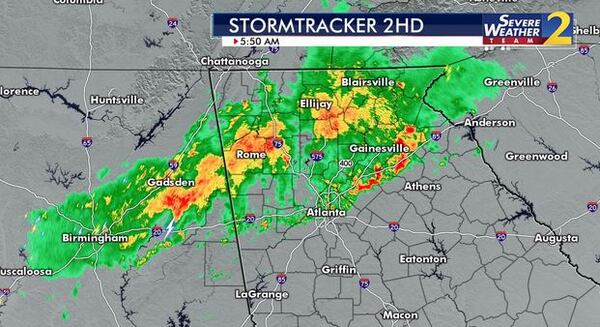 Heavy rain and lightning moved through North Georgia overnight.