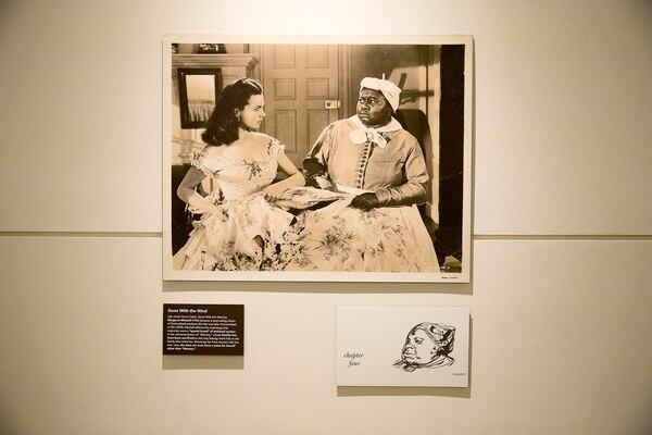 A photo from the ‘Gone With the Wind’ film is displayed in the ‘Framing Shadows’ exhibit at Emory University. Curator Kimberly Wallace-Sanders had already explored the caricature of black women made popular in “Gone with the Wind” in her book “Mammy: A Century of Race, Gender and Southern Memory.”