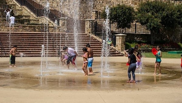 The splash pad at Lillian Webb Park is open until 10 p.m. through November.