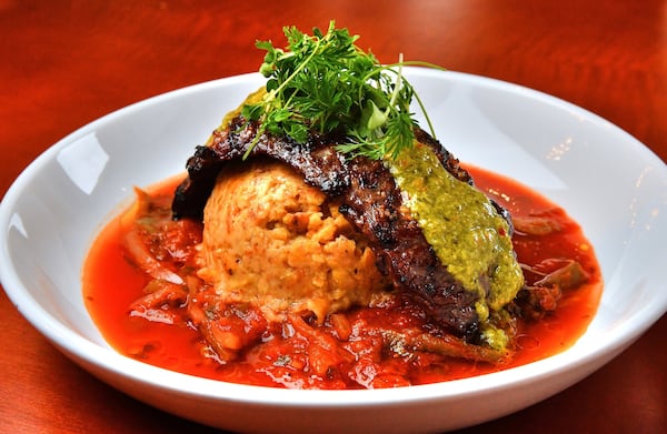 Churrasco Steak Mofongo with Chimichurri and Creole Sauces.  (Contributed by Chris Hunt Photography)