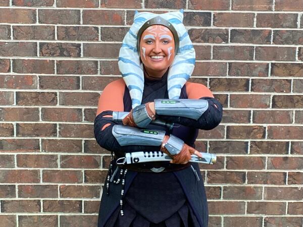 GCPL Peachtree Corners branch supervisory librarian and 2021 award-winning cosplayer for Best in Show at the Atlanta Comic Convention is shown here as Ahsoka from the Star Wars Mandalorian tv show.