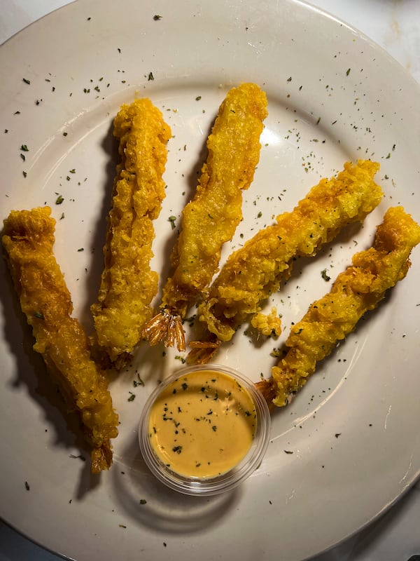 Tempura shrimp is one of the appetizers at the Seafood Menu. Henri Hollis/henri.hollis@ajc.com 