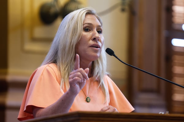 U.S. Rep. Marjorie Taylor Greene is scheduled to speak this morning at the Conservative Political Action Conference. (Natrice Miller/The Atlanta Journal-Constitution) 
