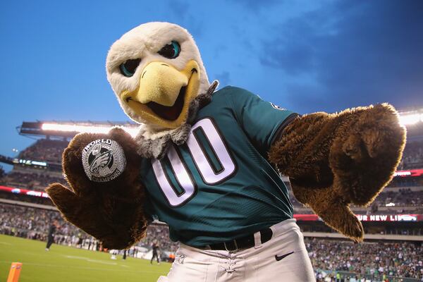 In this photo from September 6, 2018, Philadelphia Eagles mascot 'Swoop' poses before the game between the Atlanta Falcons and the Philadelphia Eagles at Lincoln Financial Field in Philadelphia, Pennsylvania. (Brett Carlsen/Getty Images/TNS)