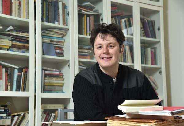 Portrait of Ilya Kaminsky at his home  on Friday, February 15, 2019. He lost his hearing at age 4. His family received political asylum in the U.S. when he was 16, and they made their home in Rochester, NY, without knowing a word of English. A lifelong poet, he began writing poems in English a year after arriving in the U.S. following the death of his father because his family couldn't read what he wrote. HYOSUB SHIN / HSHIN@AJC.COM